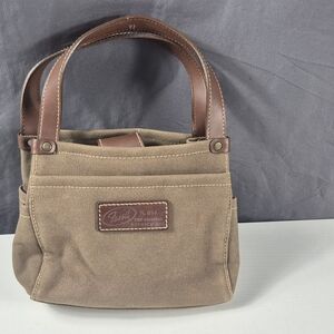 Fossil Canvas & Leather Tote in Taupe Brown